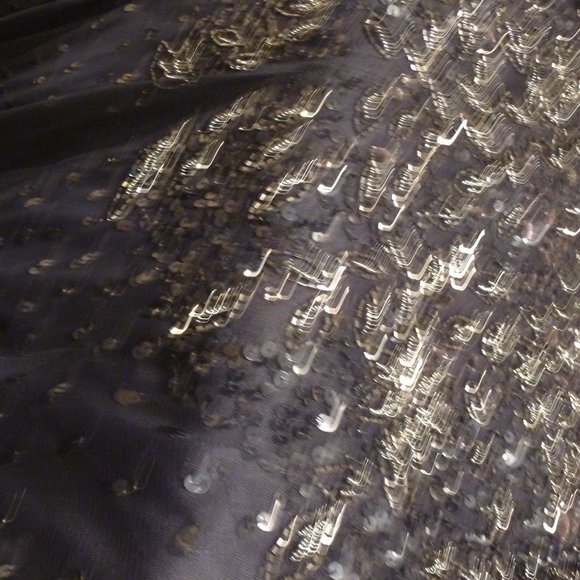 Adrianna Papell  Hand Beaded Short Sleeve V-neck  Beaded Gown In Black - Picture 8 of 9